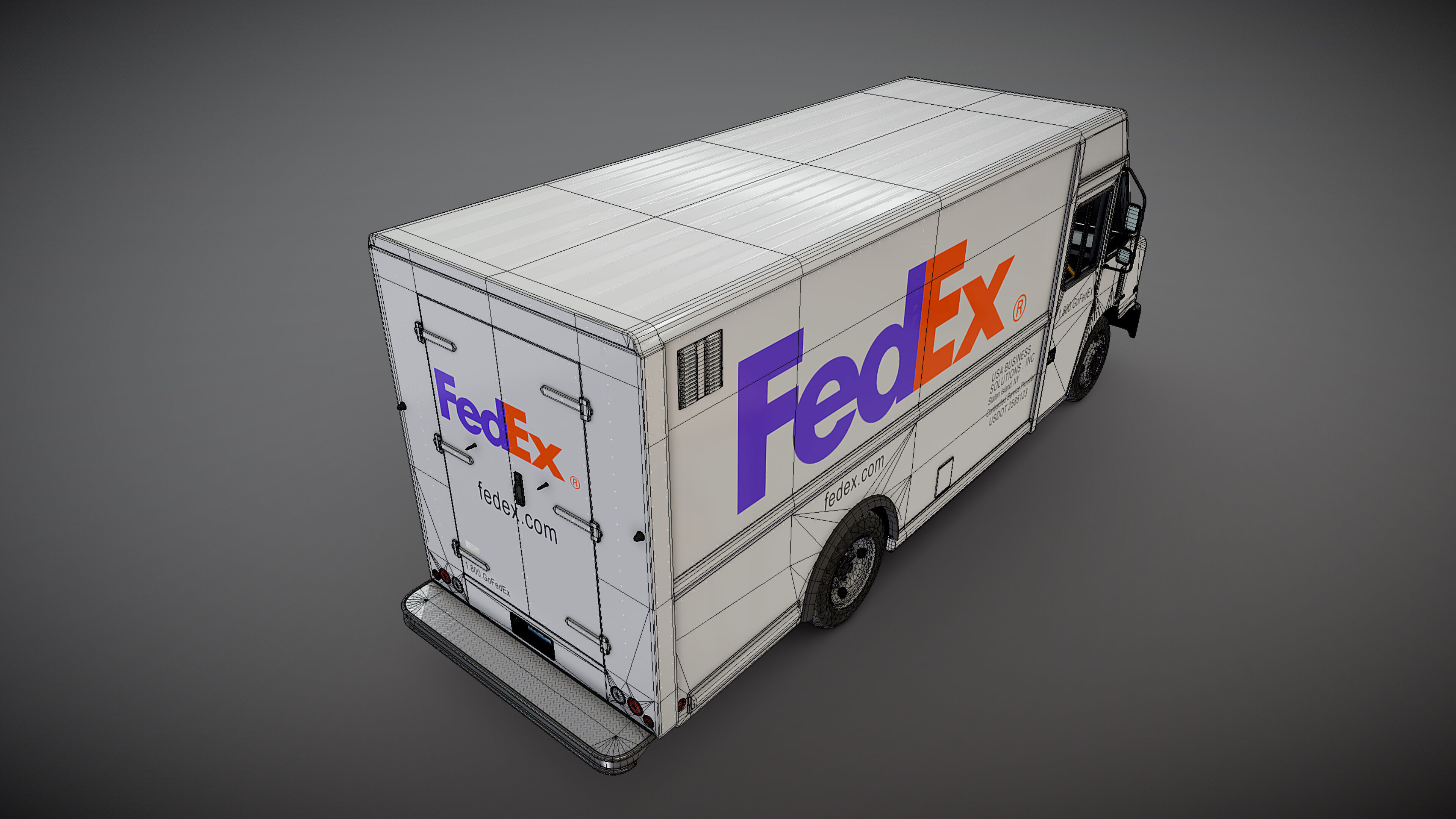 FedEx boxvan Low-poly 3D model_25