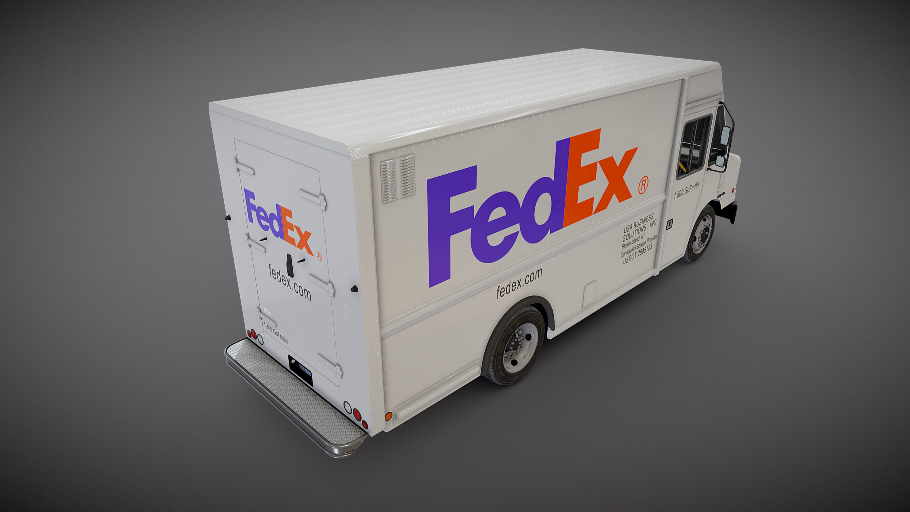 FedEx boxvan Low-poly 3D model_16