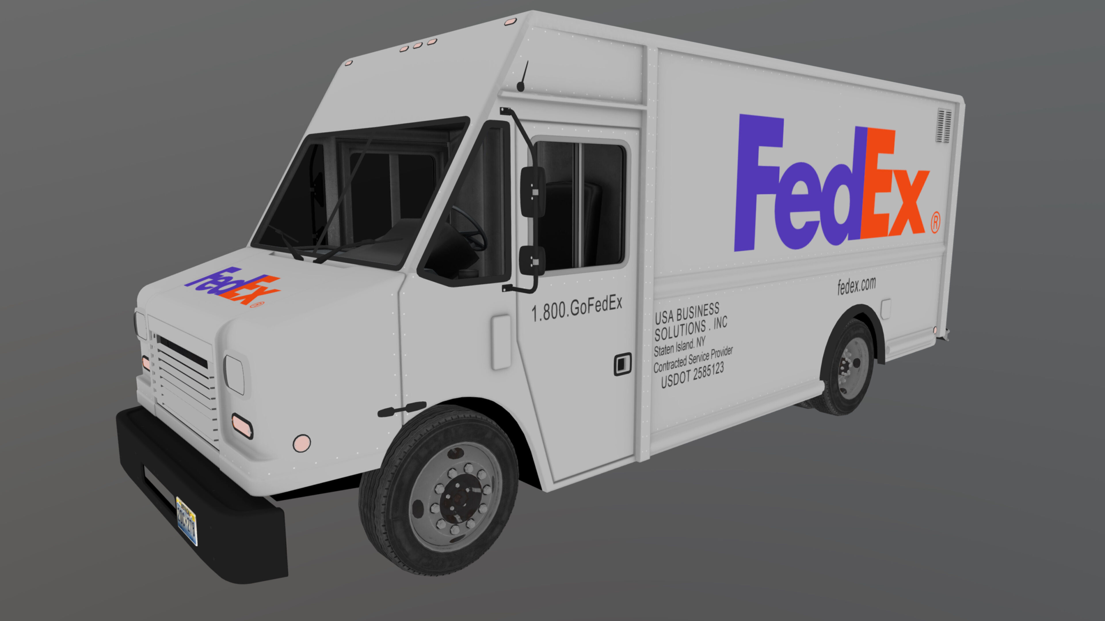 FedEx boxvan Low-poly 3D model_36