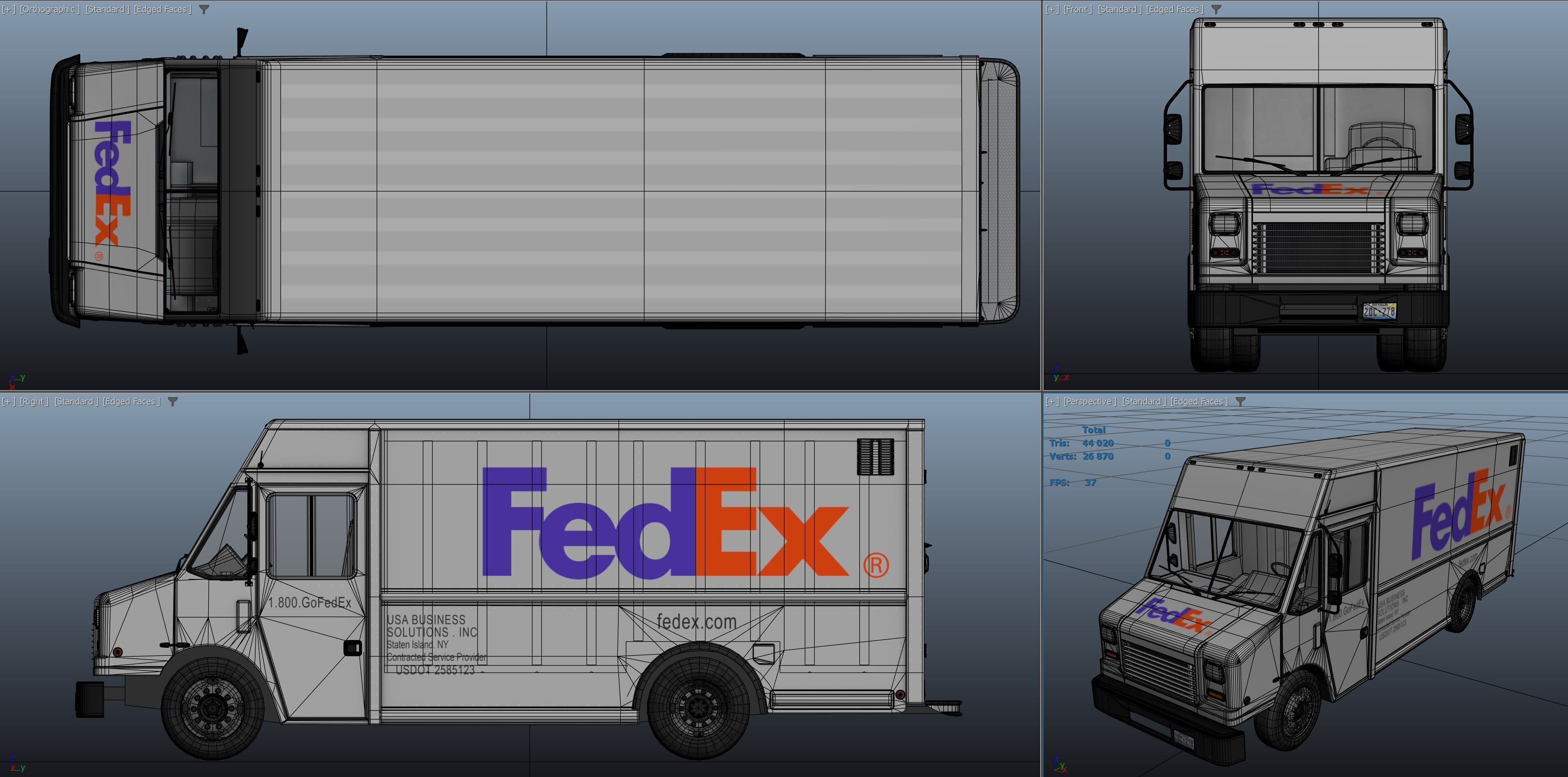 FedEx boxvan Low-poly 3D model_38