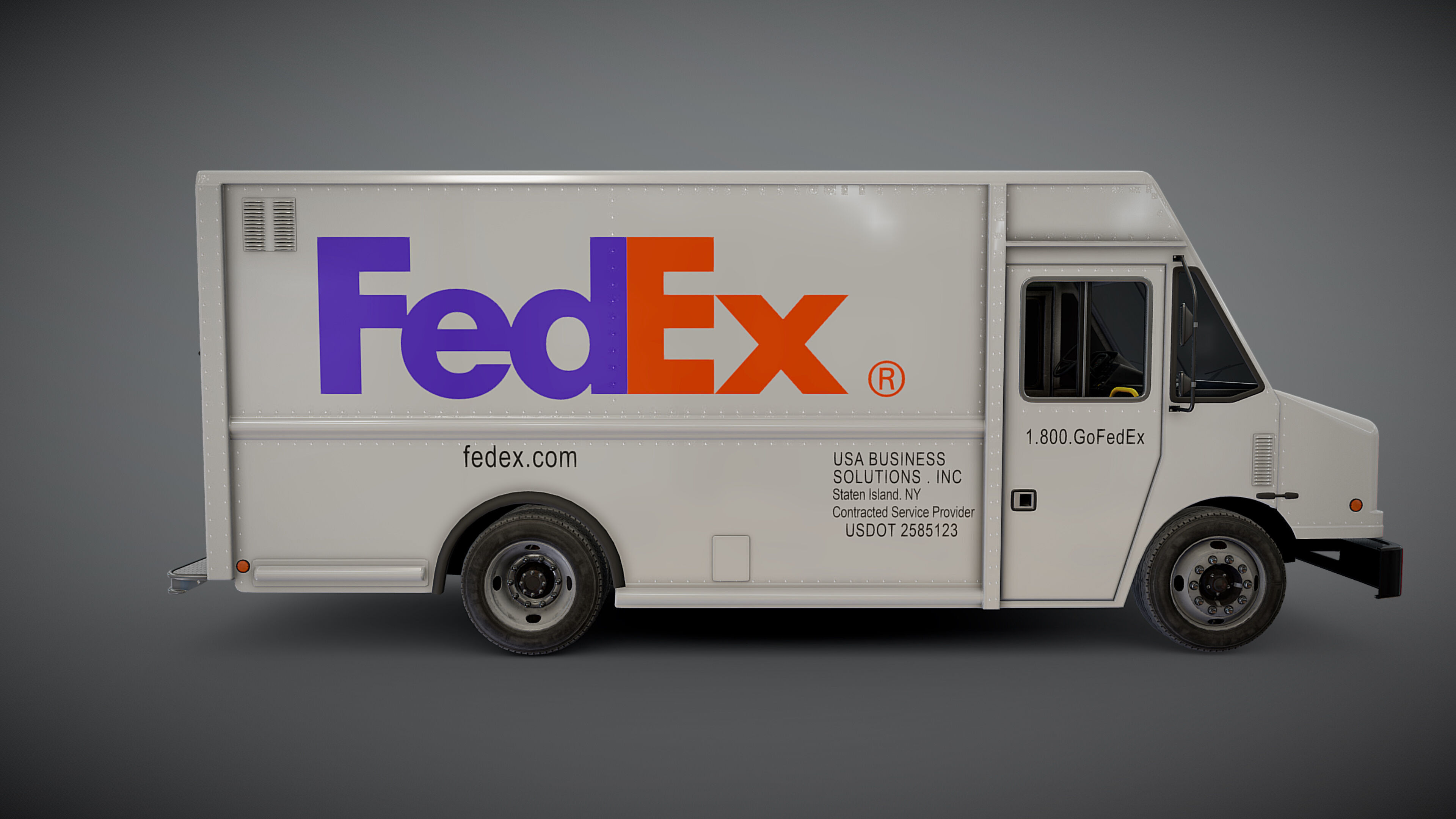 FedEx boxvan Low-poly 3D model_17