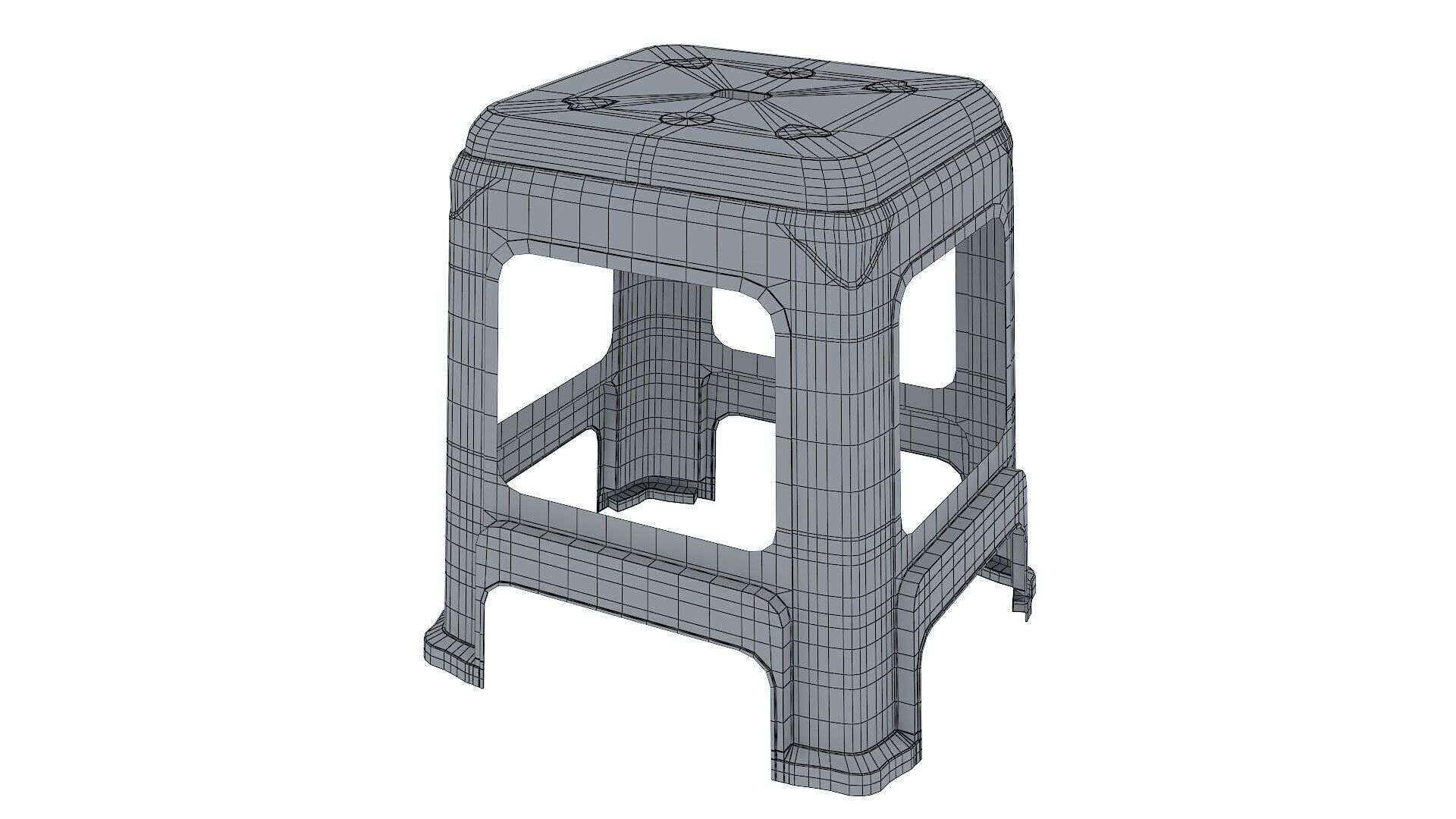 Plastic Stool Low-poly 3D model_6