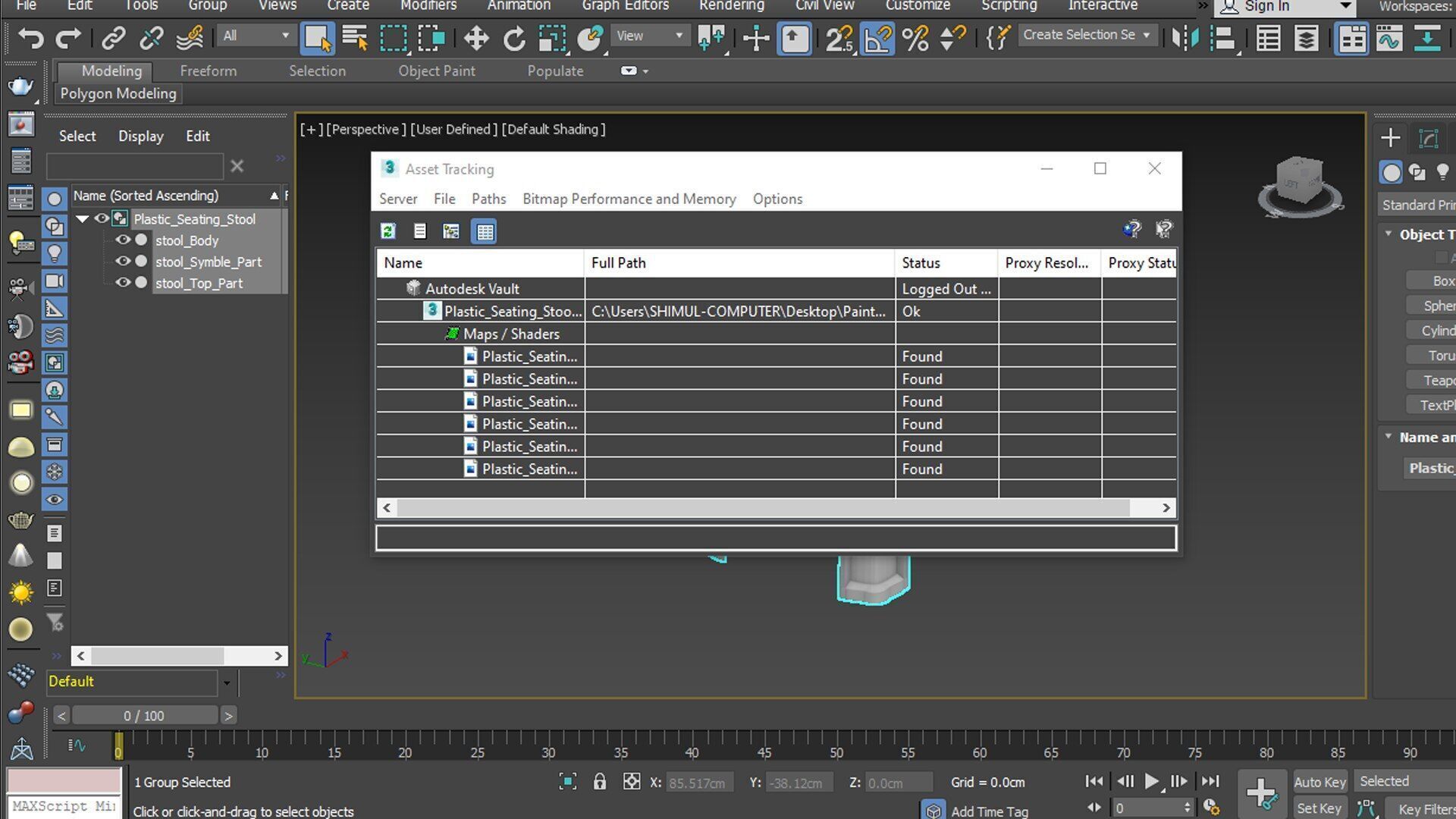 Plastic Stool Low-poly 3D model_10