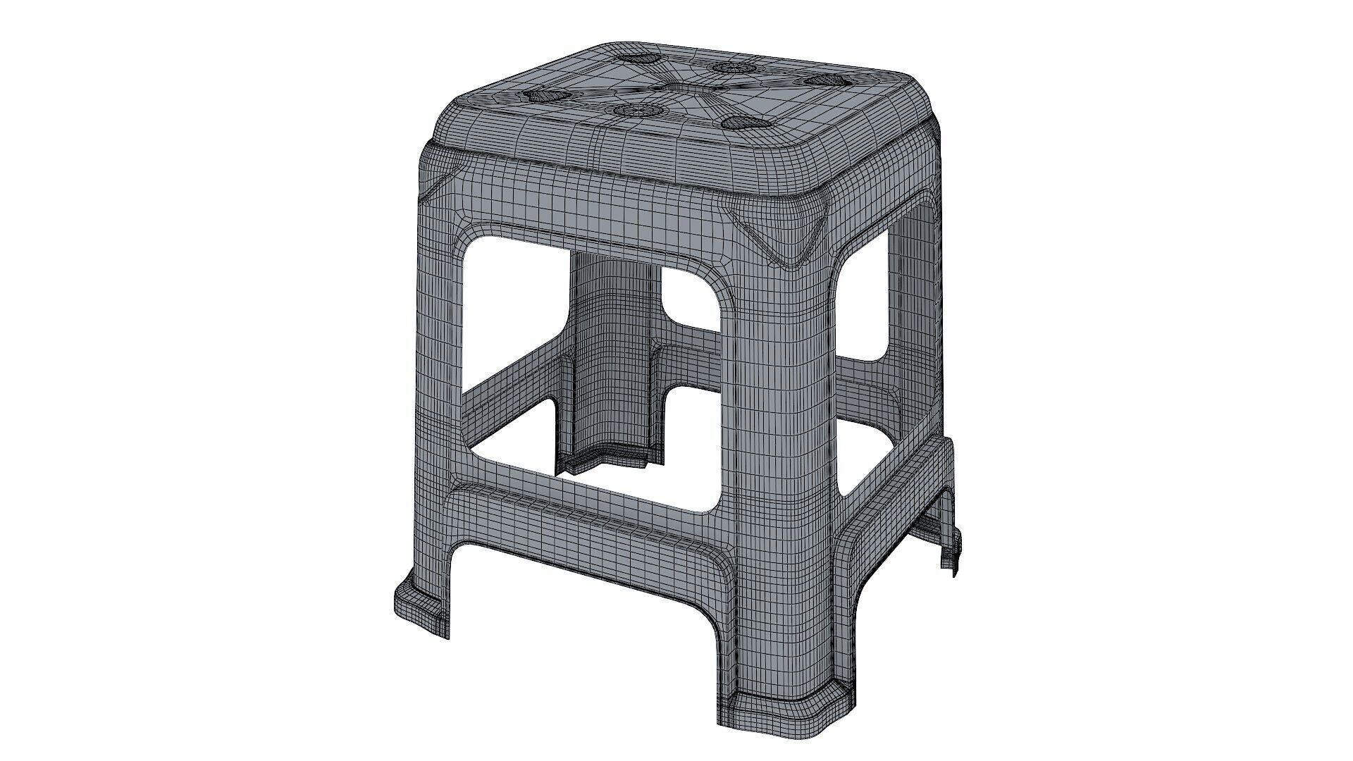Plastic Stool Low-poly 3D model_7