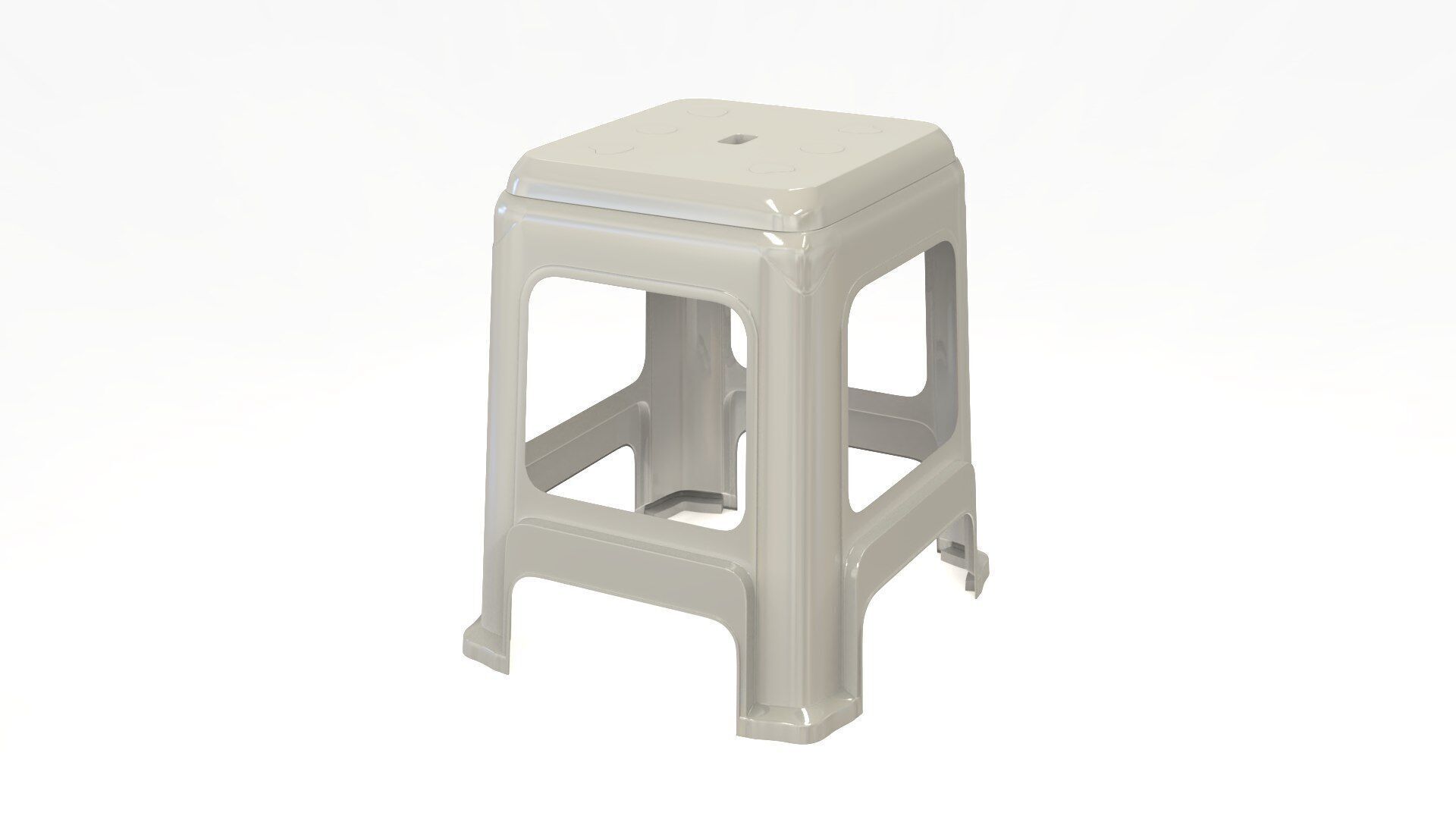 Plastic Stool Low-poly 3D model_5