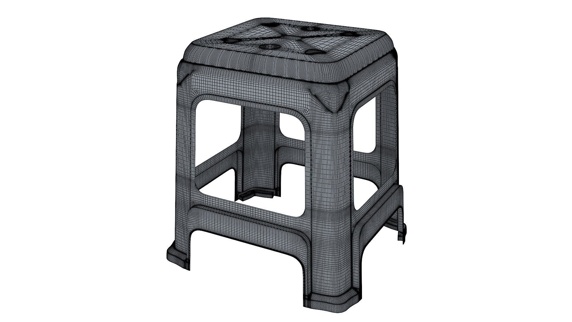 Plastic Stool Low-poly 3D model_8