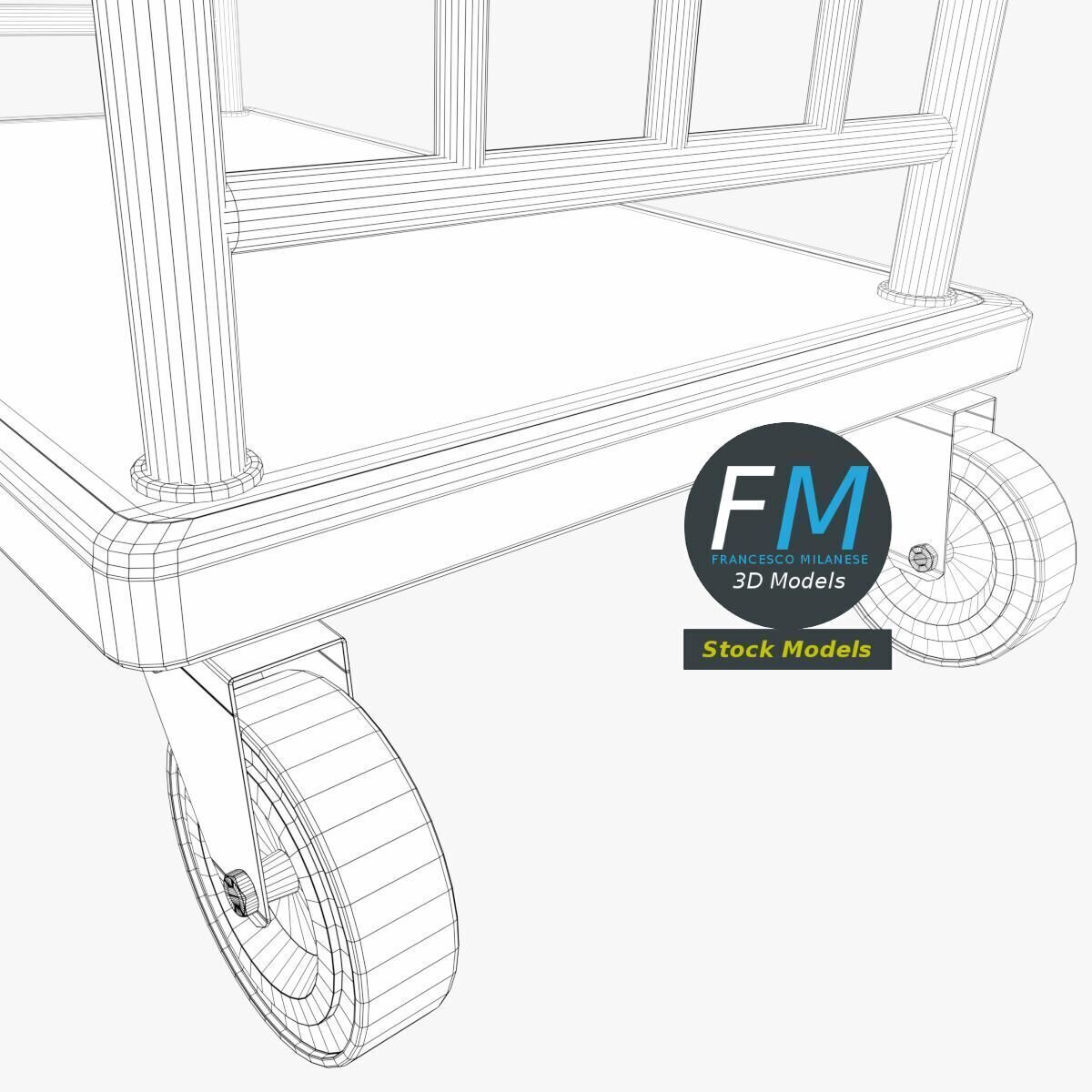 Hotel luggage cart 3 3D model_8
