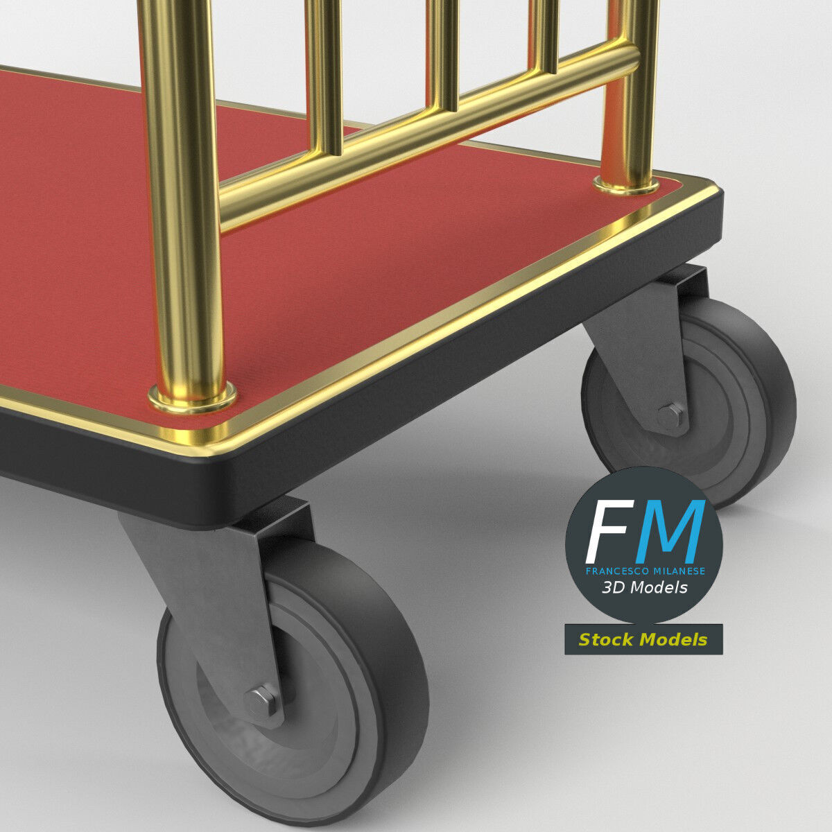 Hotel luggage cart 3 3D model_5