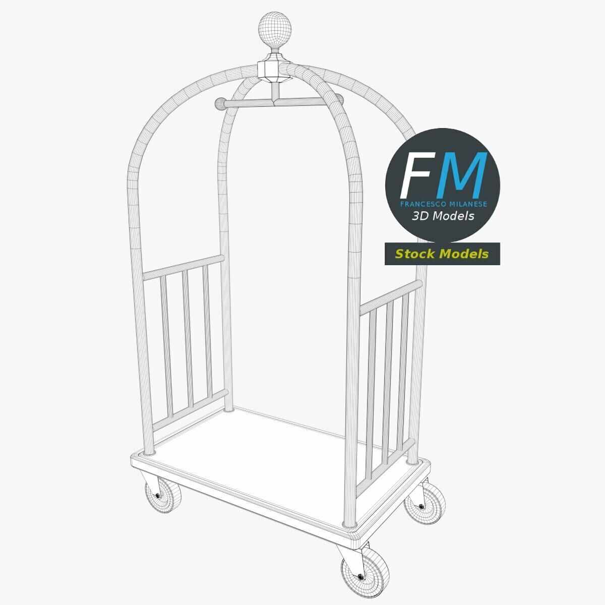 Hotel luggage cart 3 3D model_7