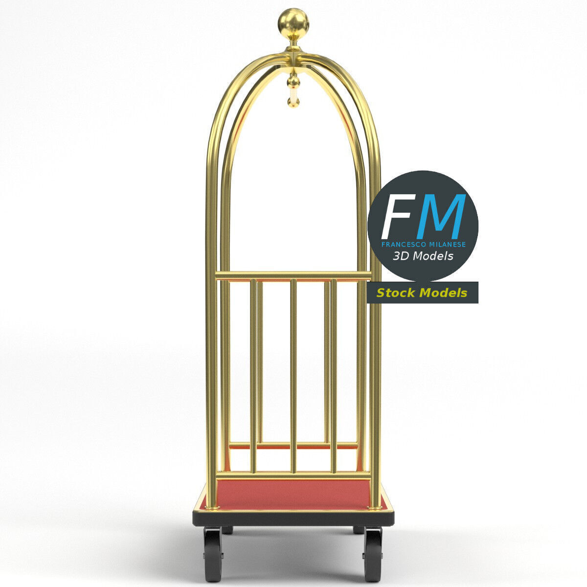 Hotel luggage cart 3 3D model_4