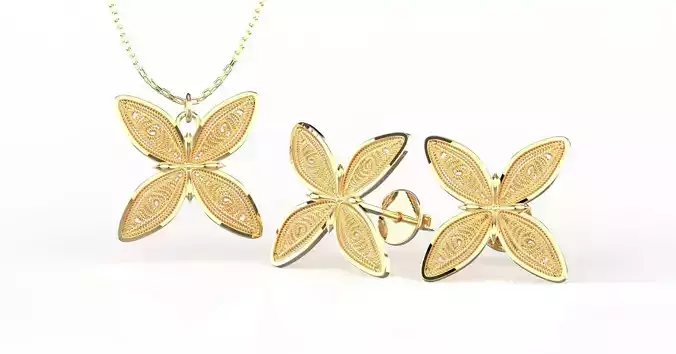 Filigree Flower Stud and Pendant 9 Asoka 3D print model