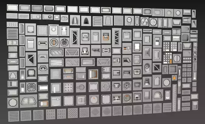 Industrial Kitbash - 13 - 200 pieces 3D model