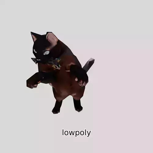 Black Cat Standing Pose 3D Model