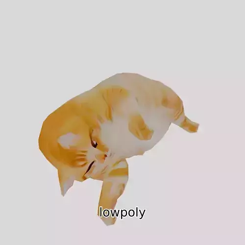 Realistic Fluffy Cat 3D Model with PBR Textures