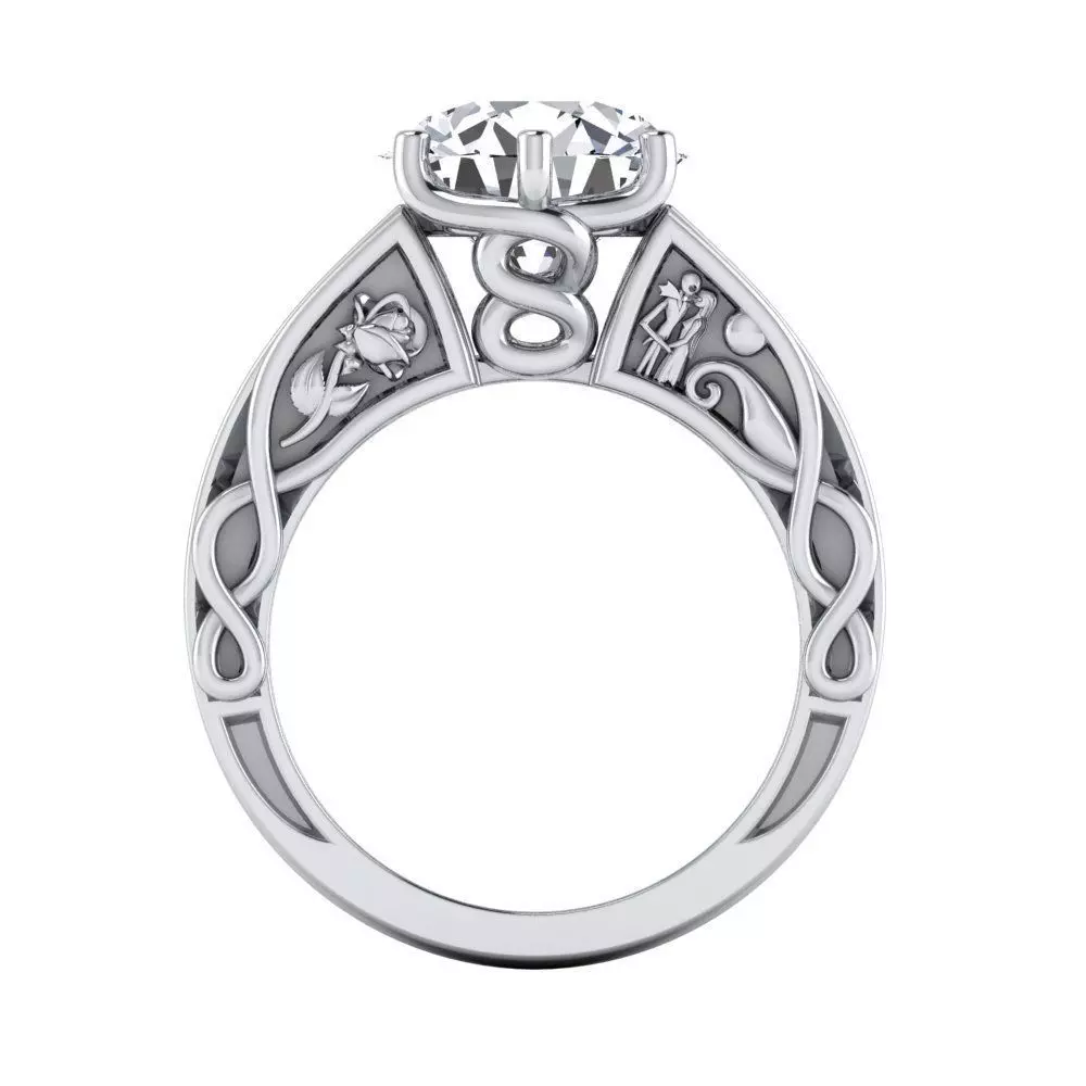 Jack and Sally The Nightmare Before Christmas engagement ring 3D print model_0