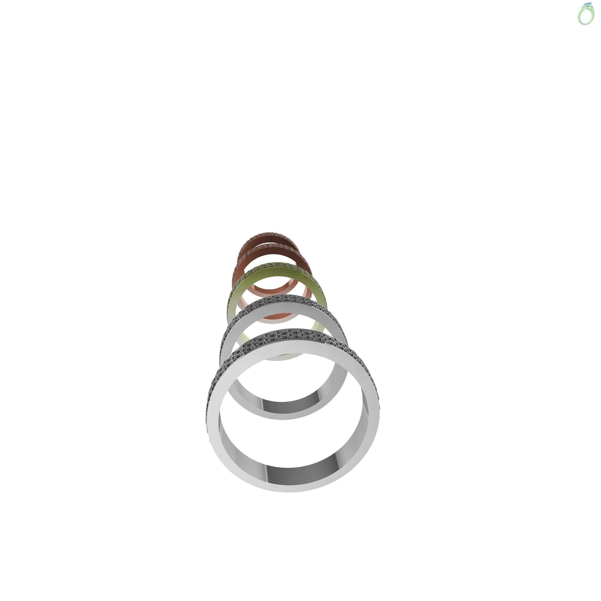 Clover Patterned Ring Five Sizes 3D print model_5