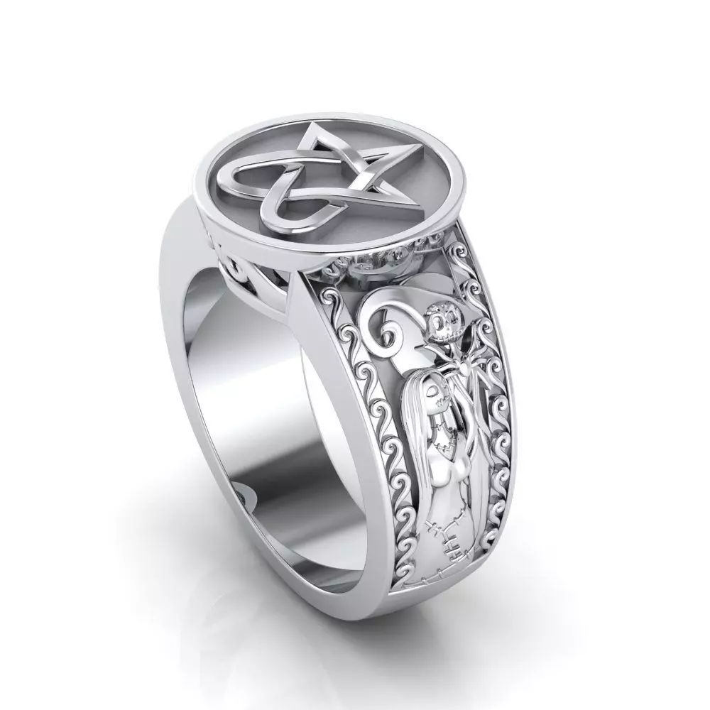 Jack and Sally The Nightmare Before Christmas engagement ring 2 3D print model_0