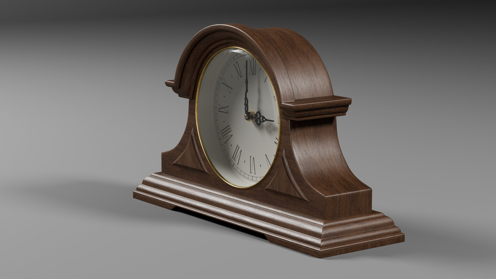 Vintage Mantel Clock Low-poly 3D model_4