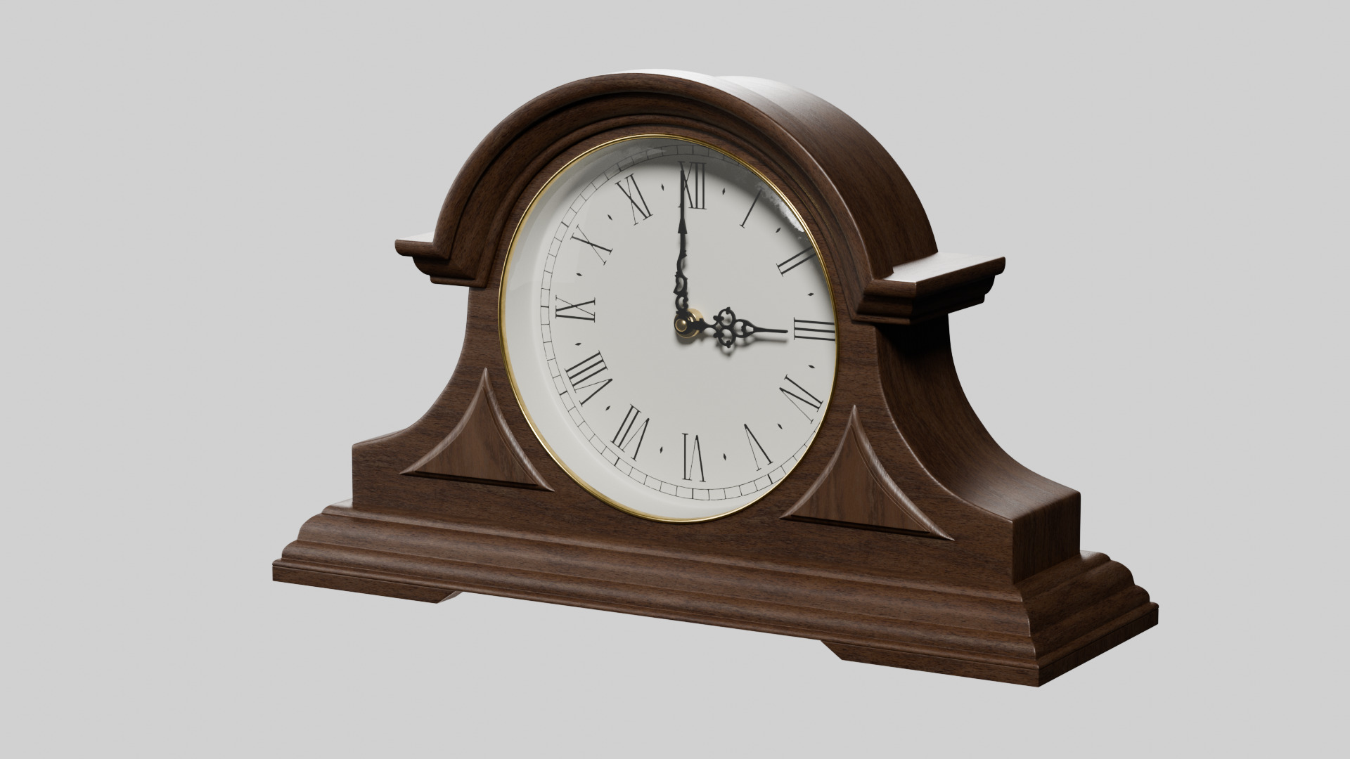 Vintage Mantel Clock Low-poly 3D model_5