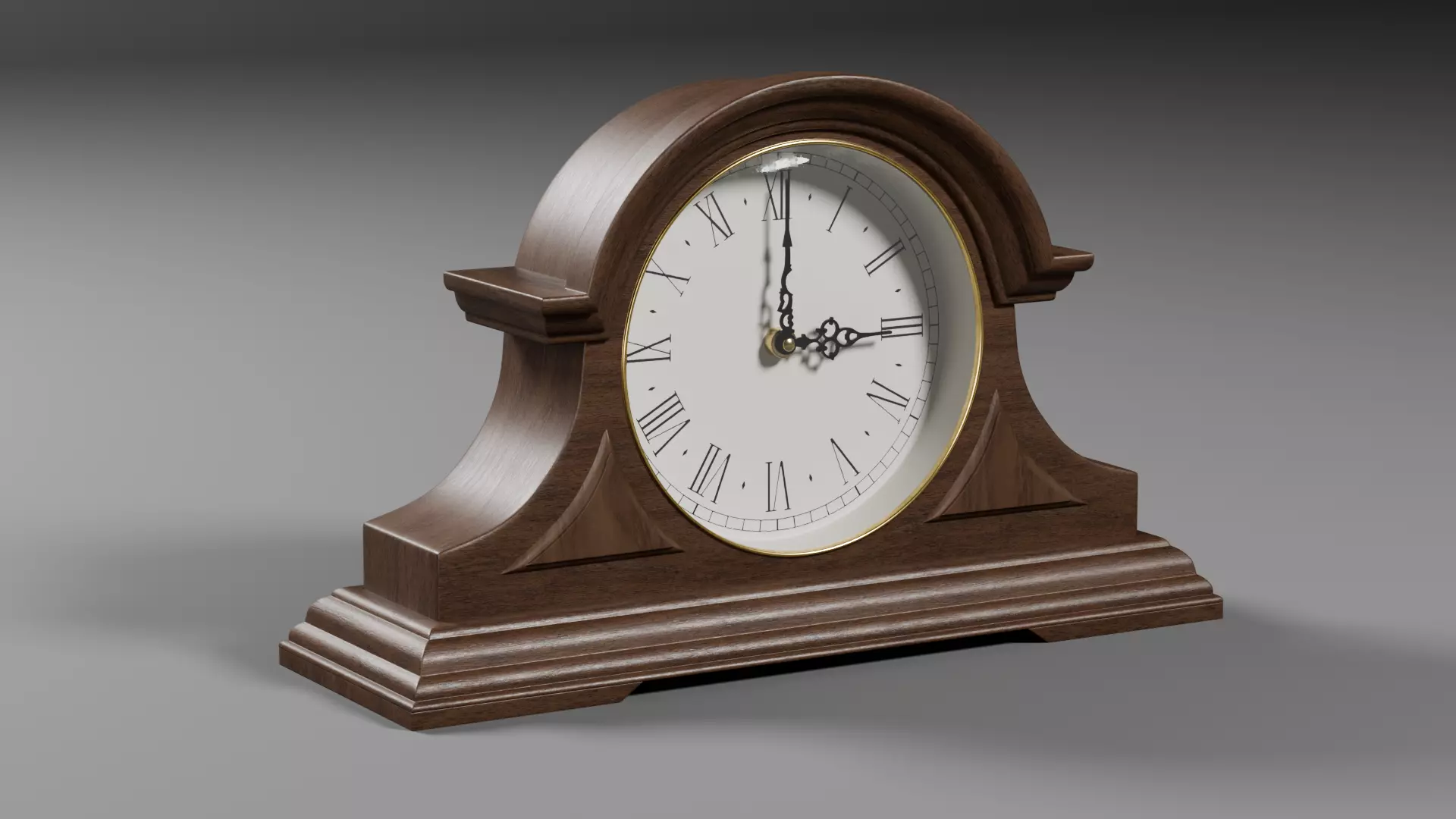 Vintage Mantel Clock Low-poly 3D model_0