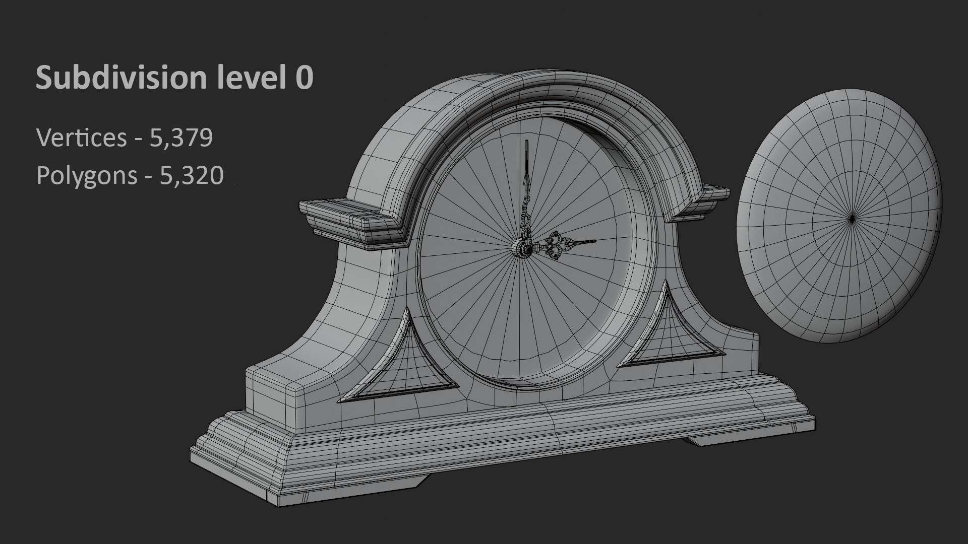 Vintage Mantel Clock Low-poly 3D model_13