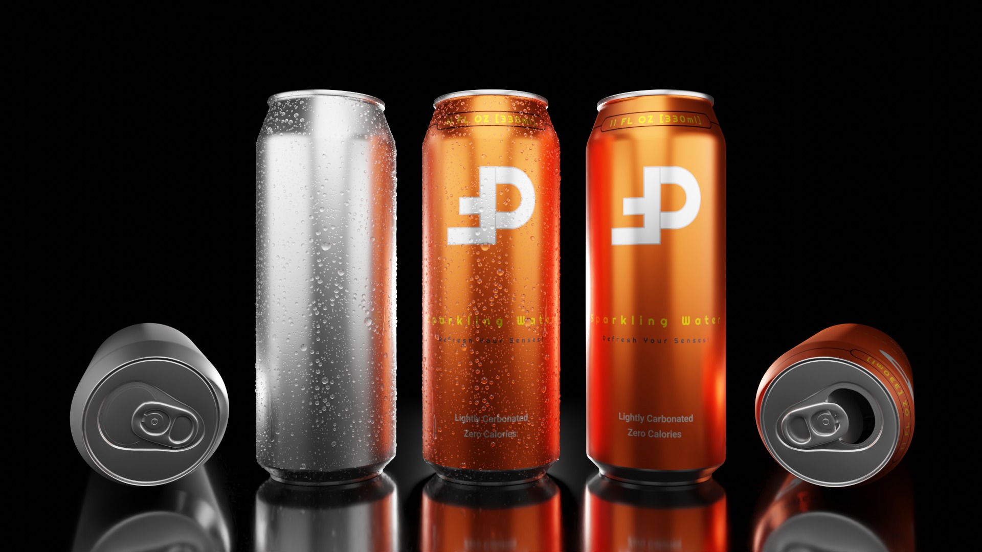 Variety Beverage Cans Pack - Water Droplets Open and Closed Tabs 3D Model Collection_6