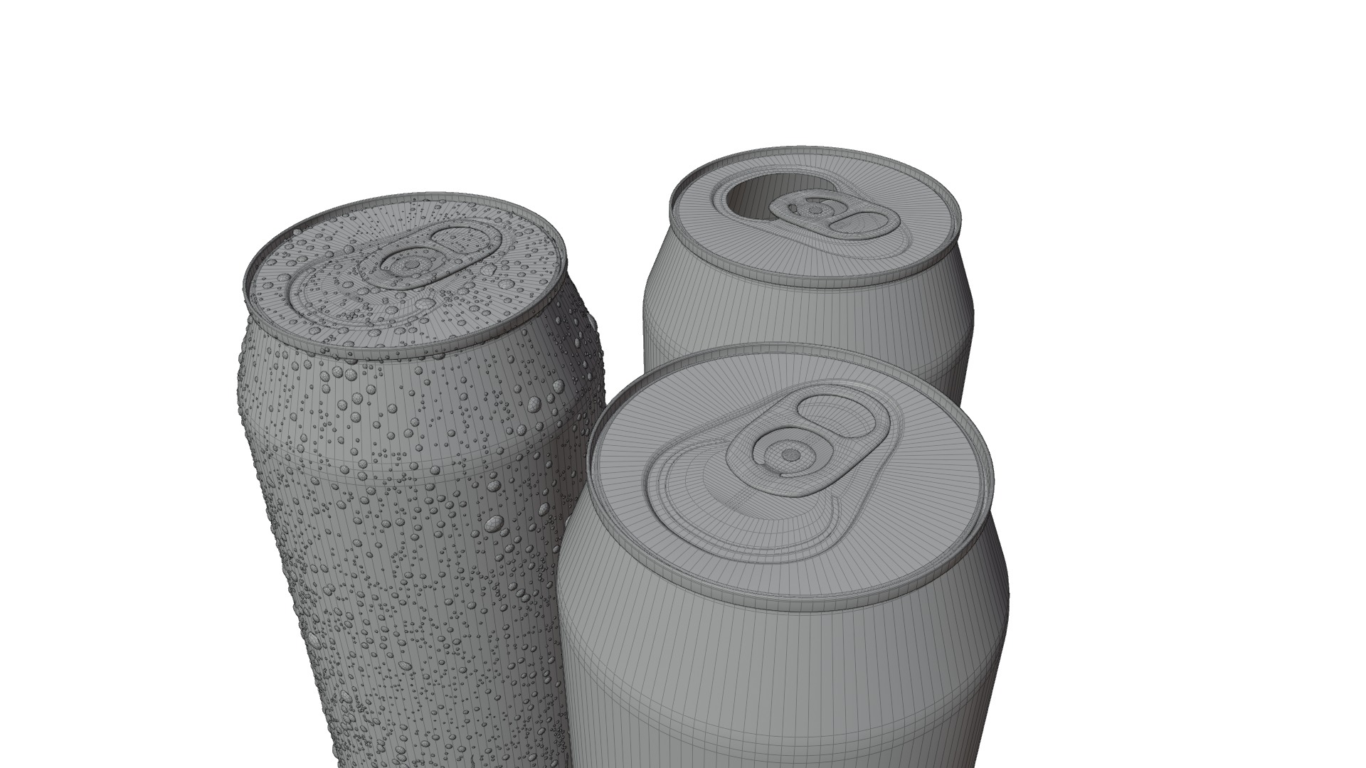 Variety Beverage Cans Pack - Water Droplets Open and Closed Tabs 3D Model Collection_11