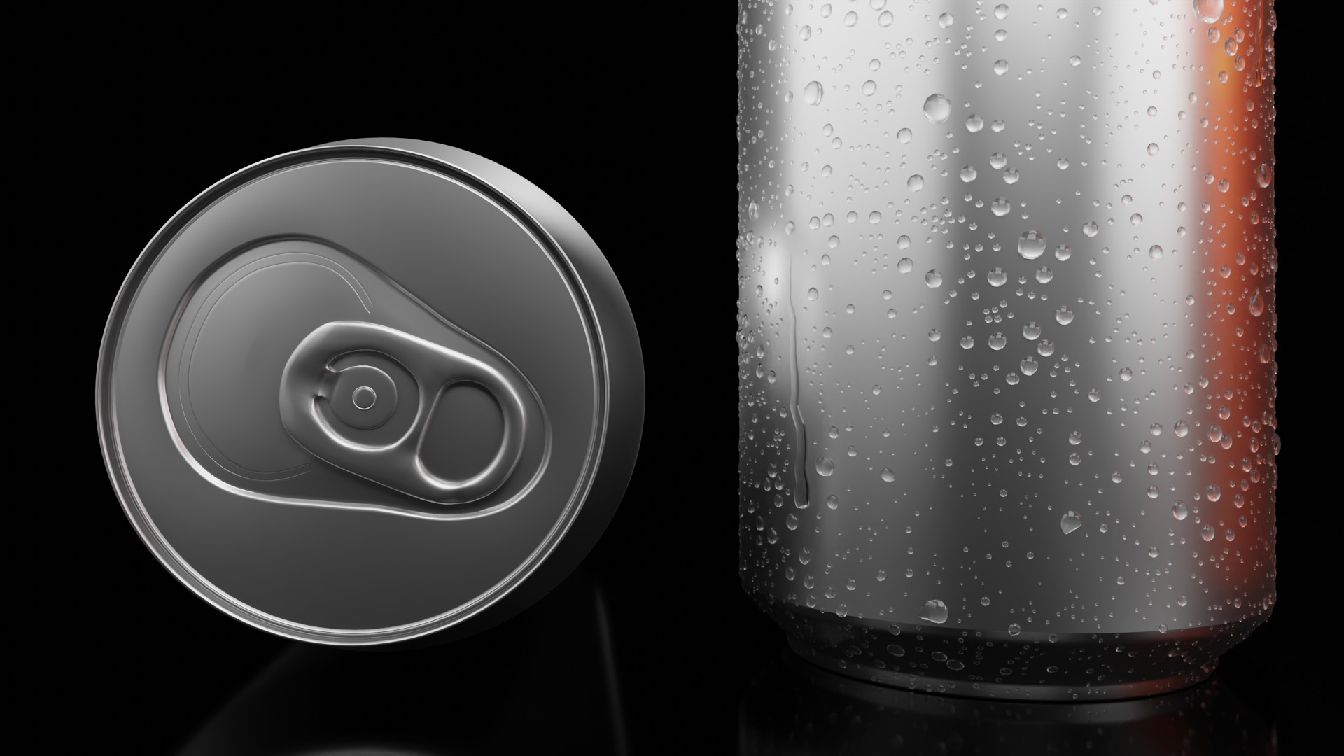 Variety Beverage Cans Pack - Water Droplets Open and Closed Tabs 3D Model Collection_7