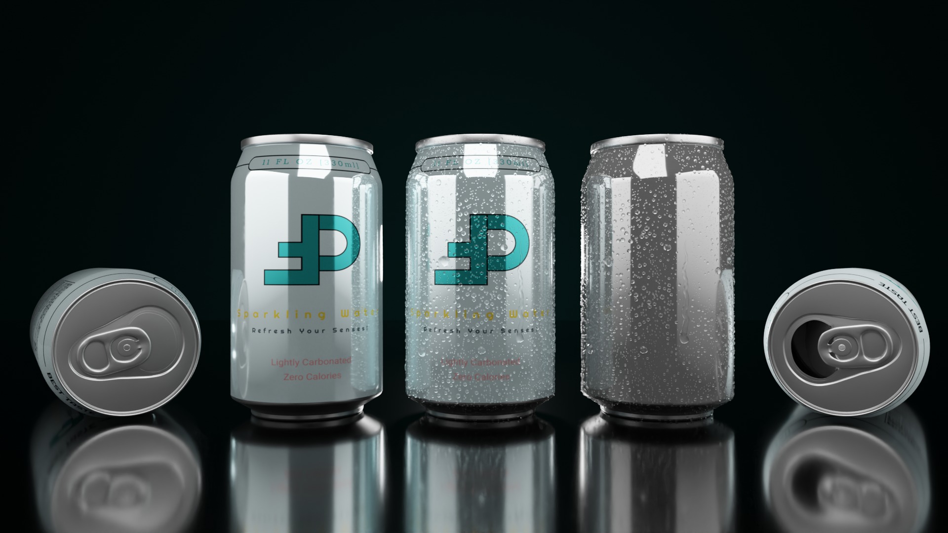 Variety Beverage Cans Pack - Water Droplets Open and Closed Tabs 3D Model Collection_22