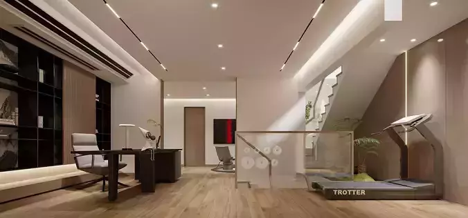 Modern basement study 3D model