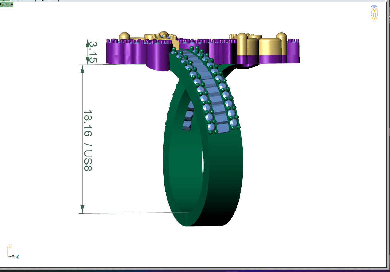Custom Butterfly Shape Cluster Diamond Ring - Butterfly Ring 3D print model_7