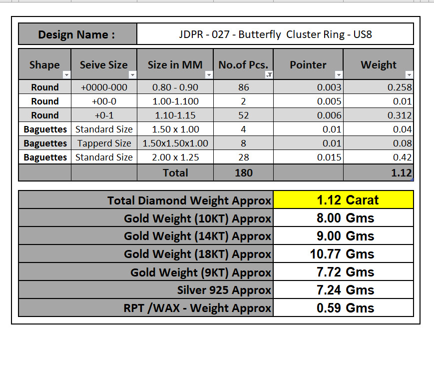 Custom Butterfly Shape Cluster Diamond Ring - Butterfly Ring 3D print model_17