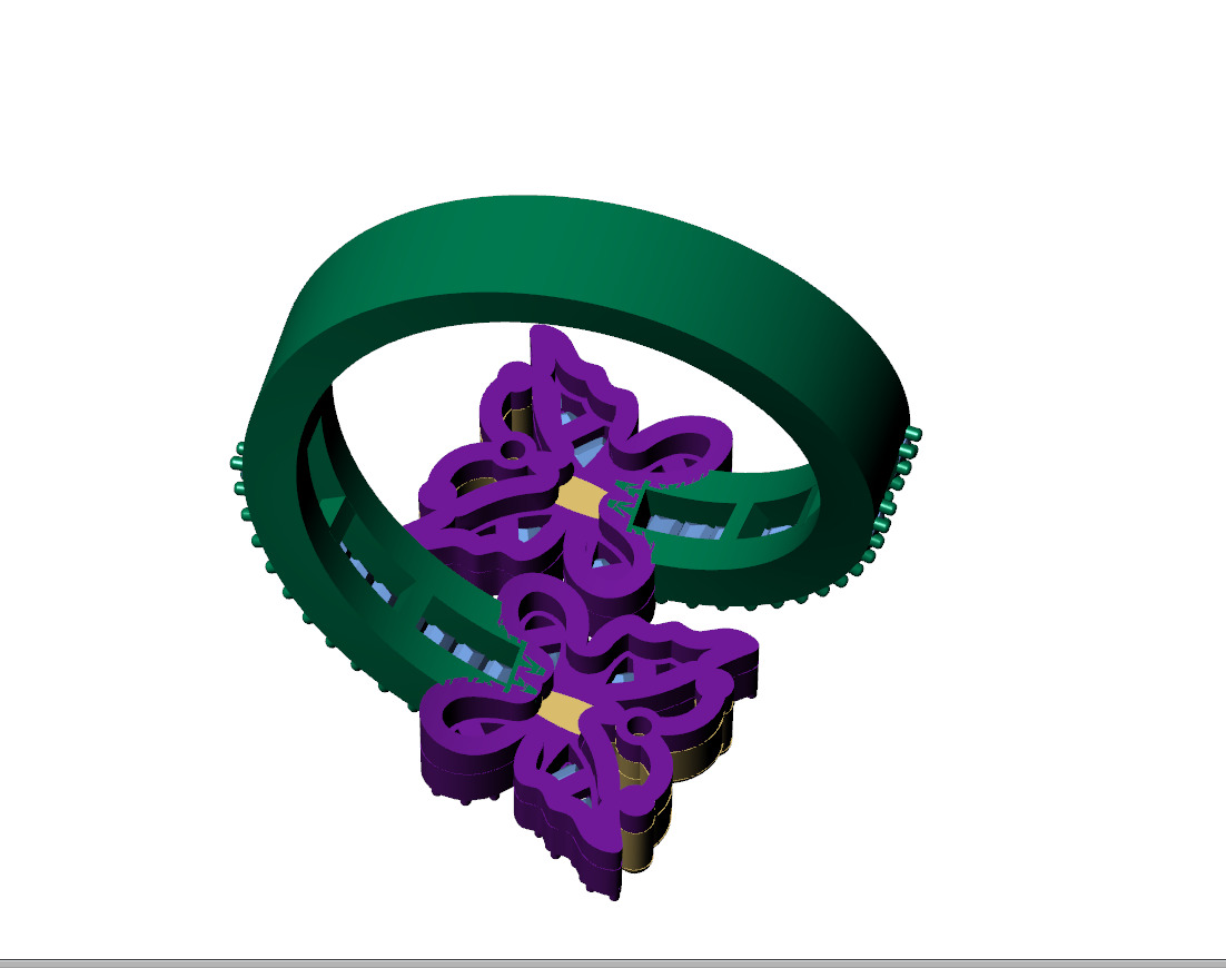 Custom Butterfly Shape Cluster Diamond Ring - Butterfly Ring 3D print model_12