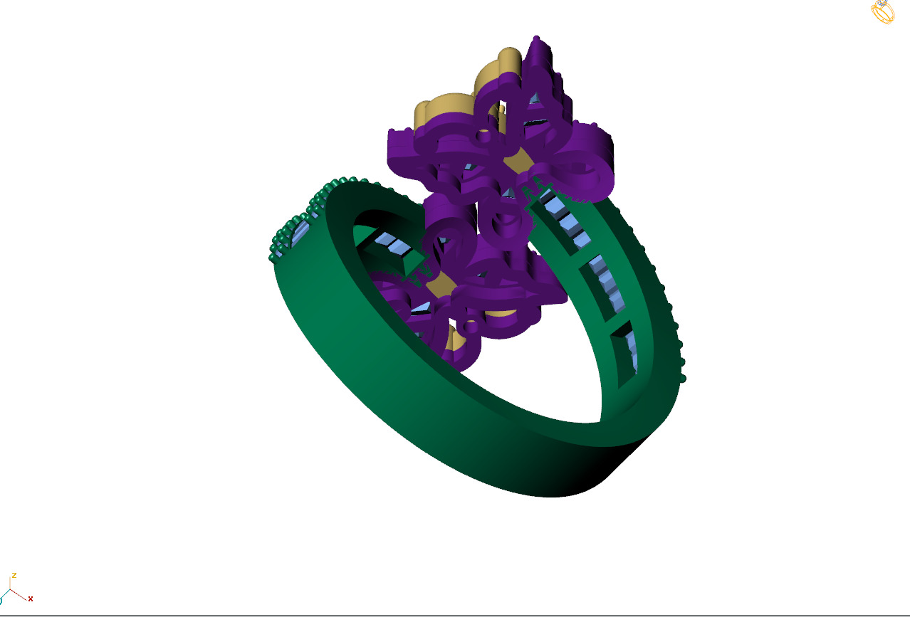 Custom Butterfly Shape Cluster Diamond Ring - Butterfly Ring 3D print model_10