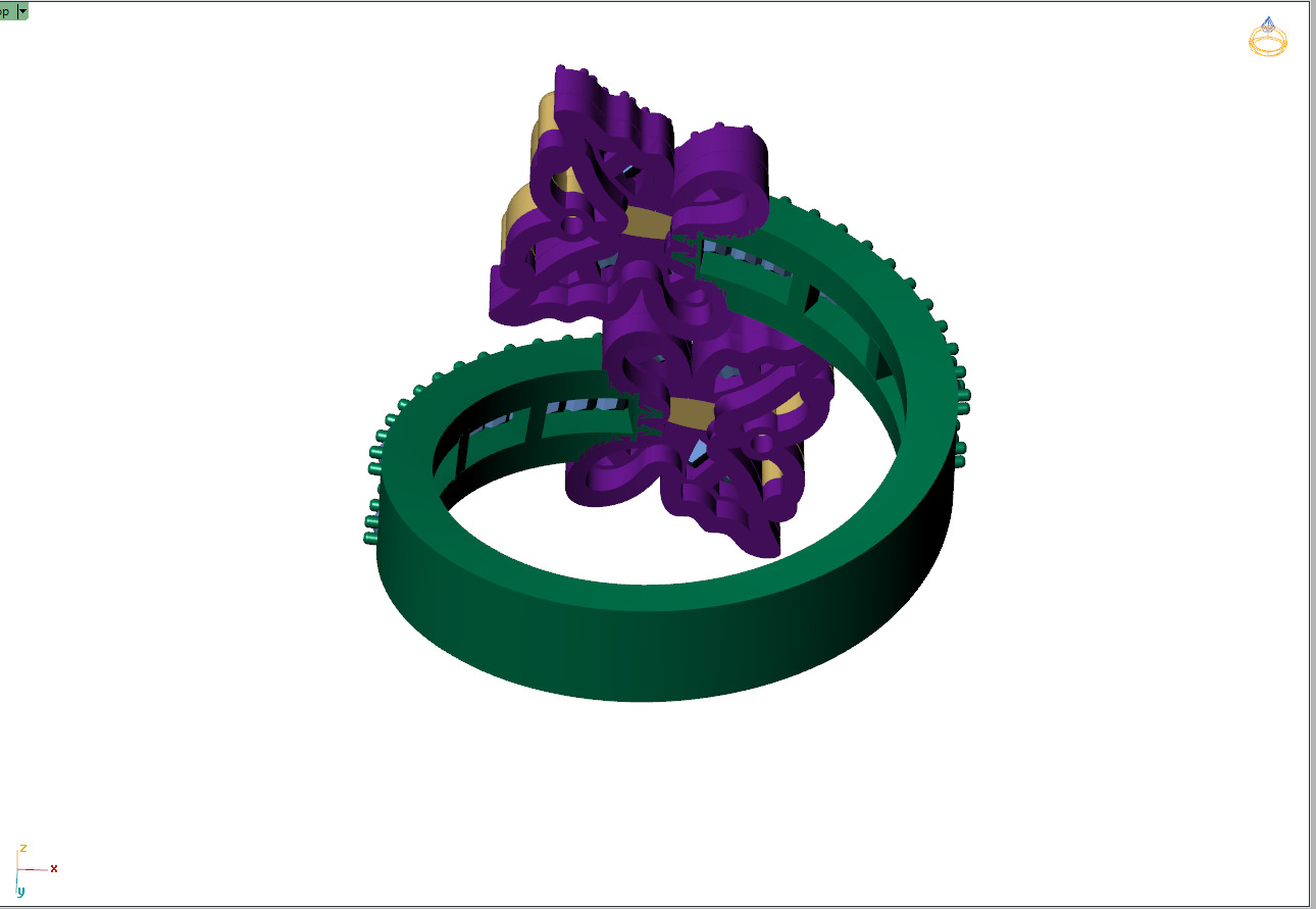 Custom Butterfly Shape Cluster Diamond Ring - Butterfly Ring 3D print model_9