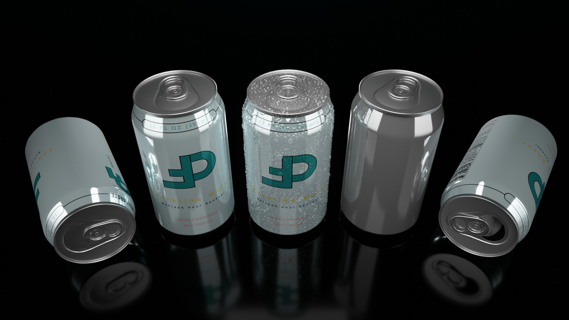 Mixed Beverage Cans Pack - Water Droplets Open and Closed Tabs 3D Model Collection_26