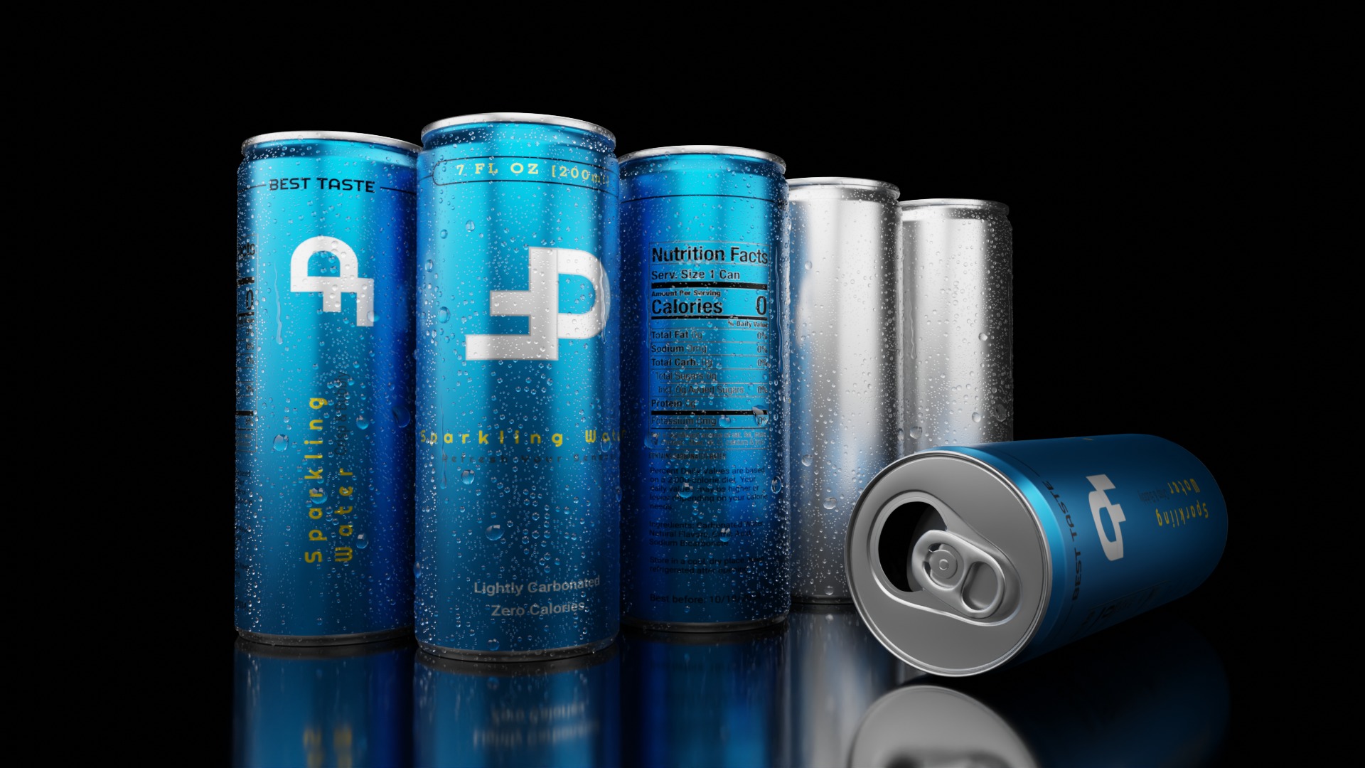 Mixed Beverage Cans Pack - Water Droplets Open and Closed Tabs 3D Model Collection_8