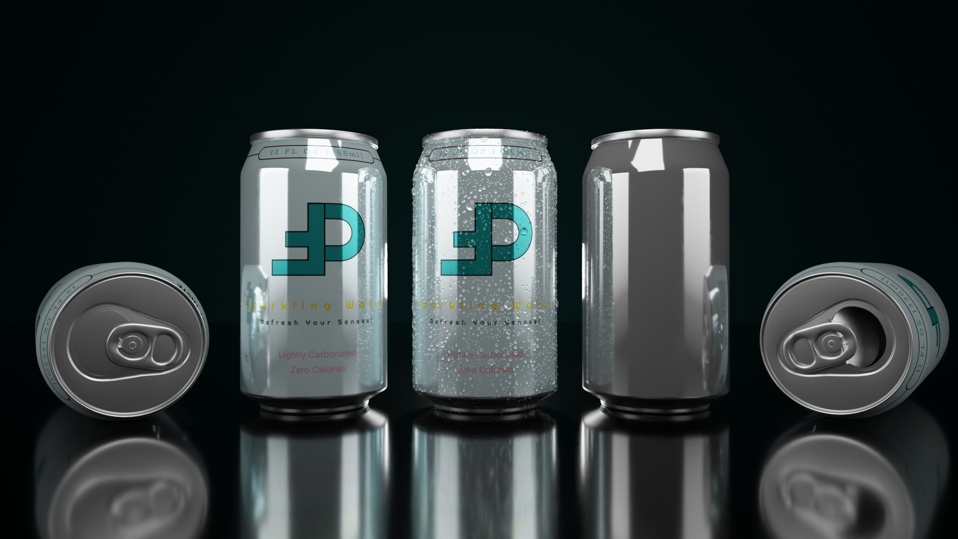 Mixed Beverage Cans Pack - Water Droplets Open and Closed Tabs 3D Model Collection_25