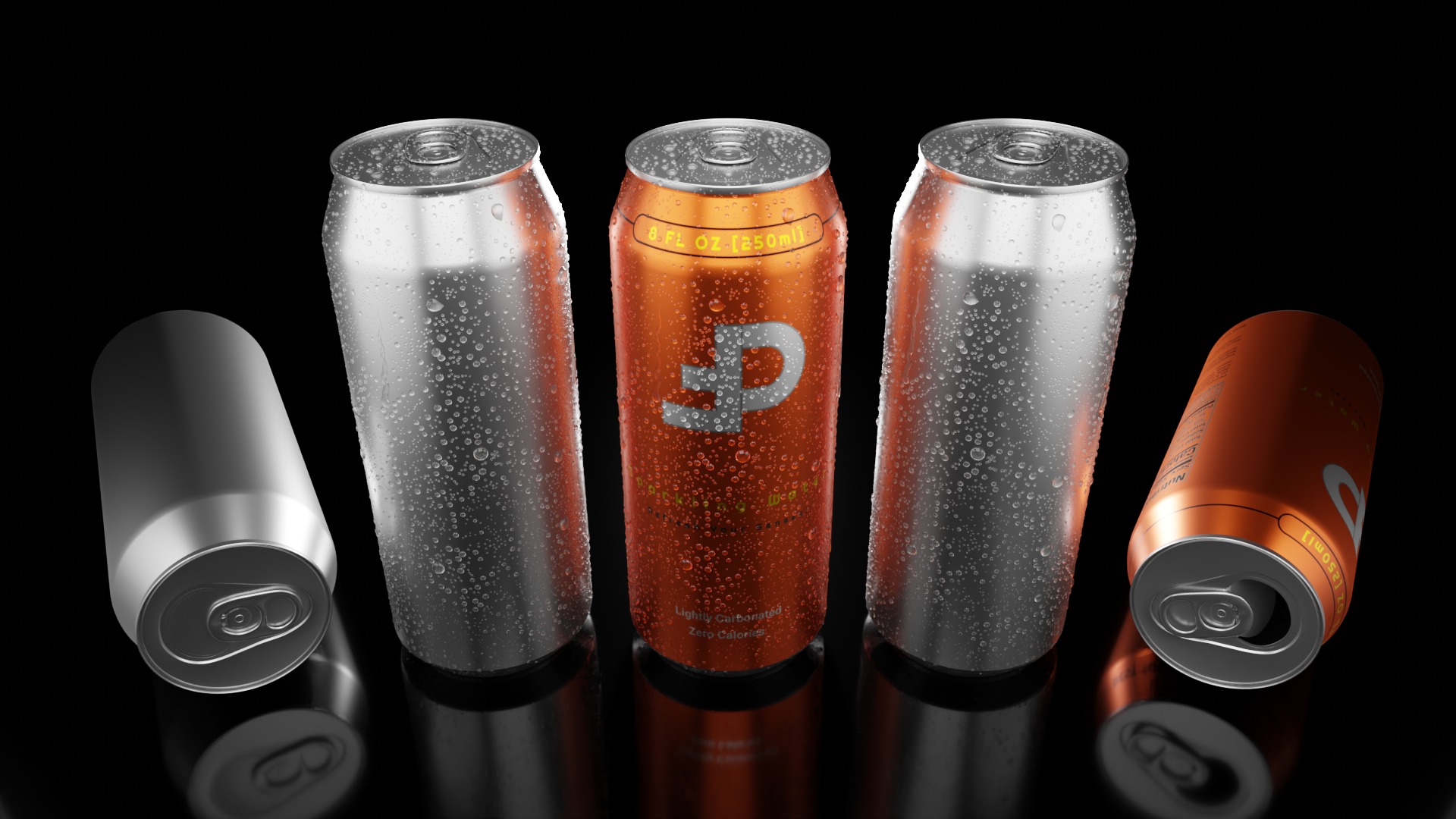 Mixed Beverage Cans Pack - Water Droplets Open and Closed Tabs 3D Model Collection_16