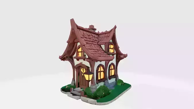 Whimsical Fantasy Fairy Tale House Low-poly 3D model