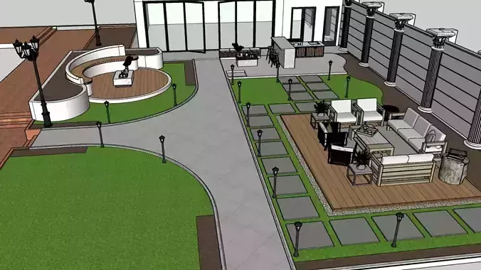 Realistic Garden Outdoor Lounge 3D Model  SketchUp Blender  3D model