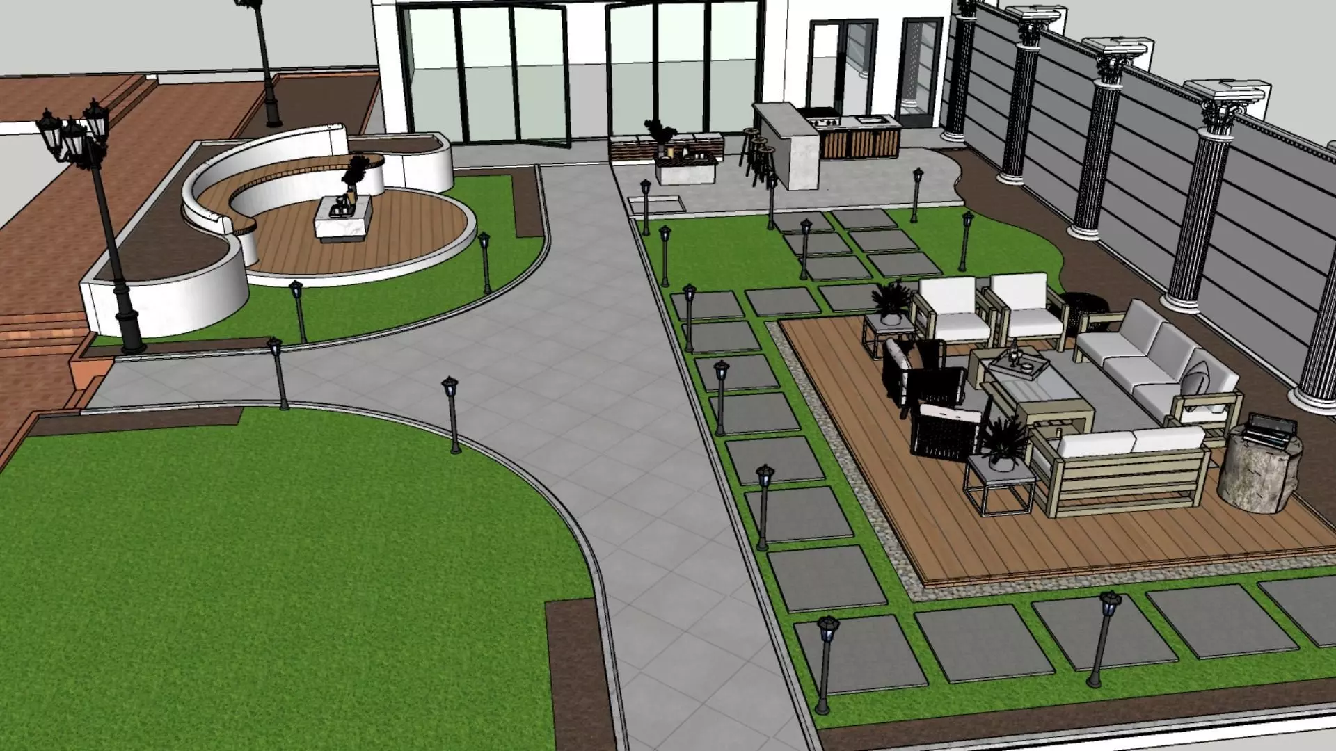 Realistic Garden Outdoor Lounge 3D Model  SketchUp Blender  3D model_0