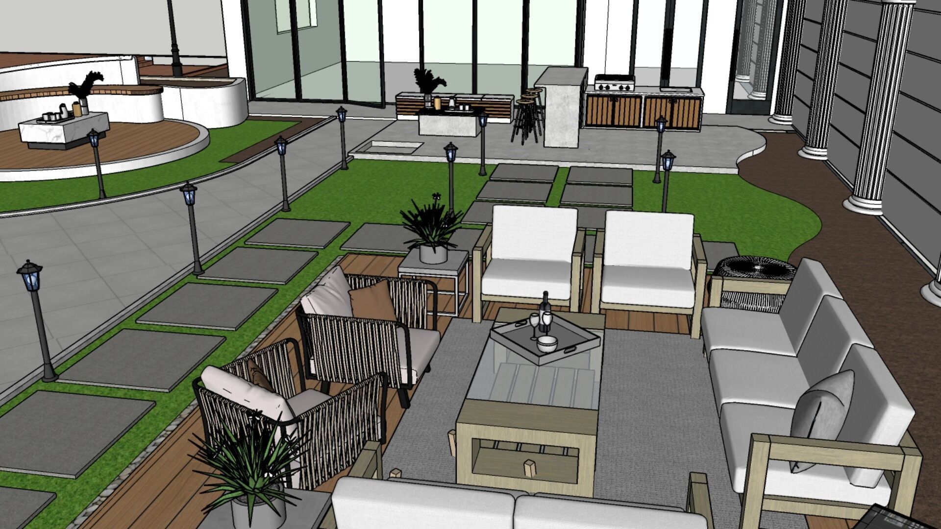 Realistic Garden Outdoor Lounge 3D Model  SketchUp Blender  3D model_5