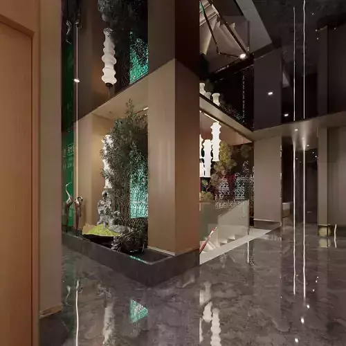 New Chinese dining stairwell landscape aisle