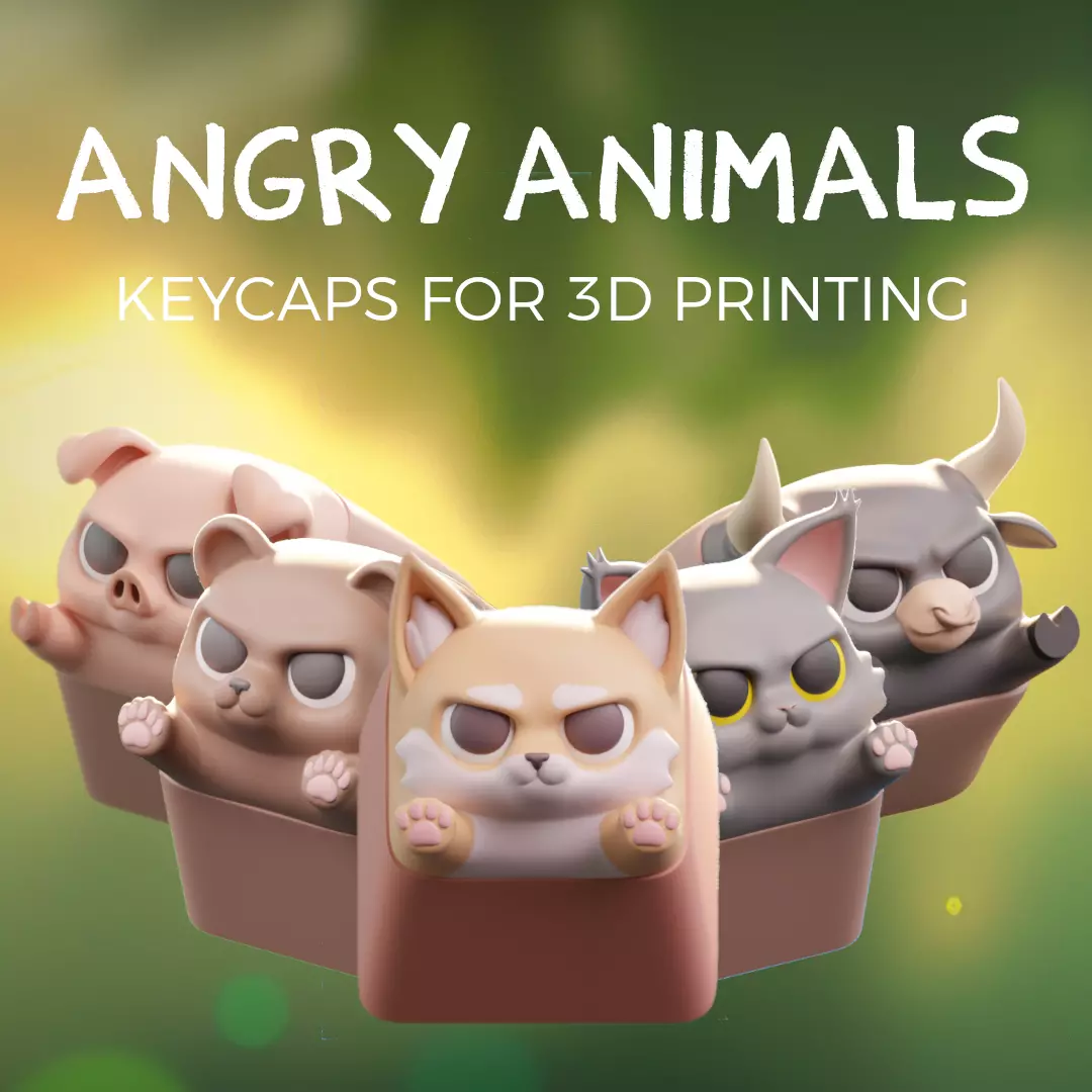 Angry Animals - keycaps to print - Mechanical keyboard 3D print model_0