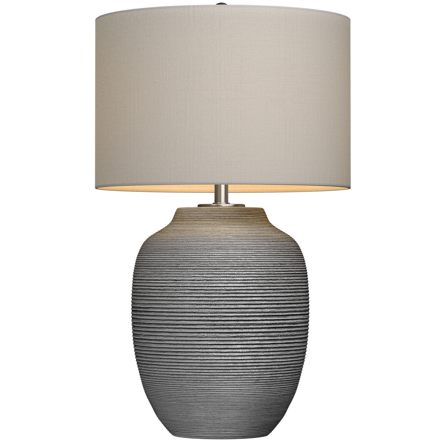 Grey Fluted Nightstand bedside European Ceramic Table Lamp 3D model_1