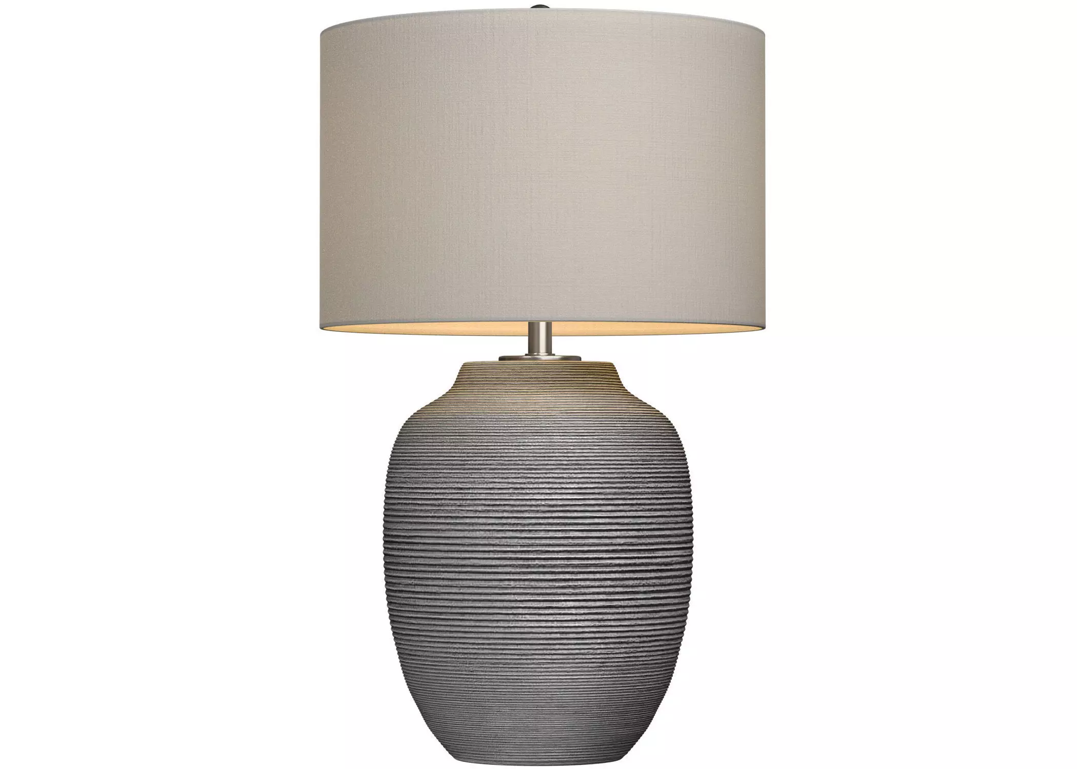 Grey Fluted Nightstand bedside European Ceramic Table Lamp 3D model_0