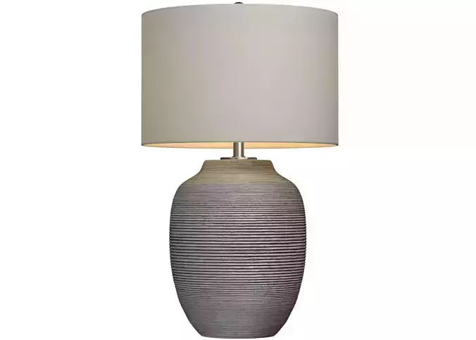 Grey Fluted Nightstand bedside European Ceramic Table Lamp 3D model
