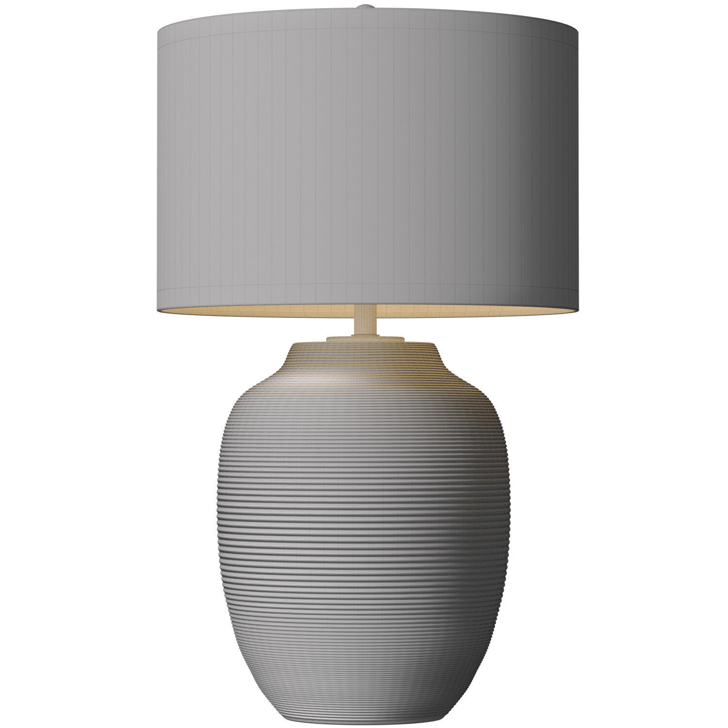 Grey Fluted Nightstand bedside European Ceramic Table Lamp 3D model_4