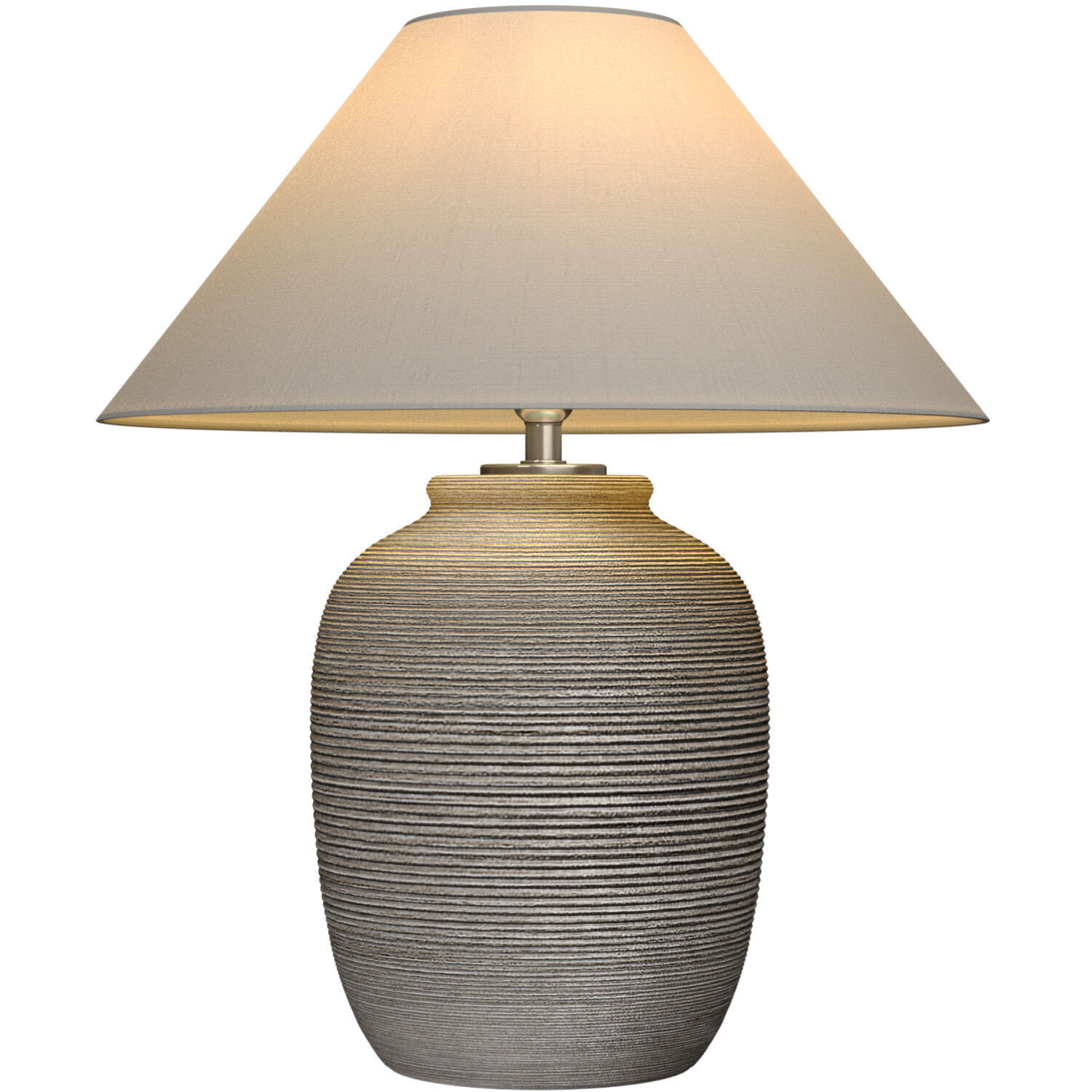 Grey Fluted Nightstand bedside European Ceramic Table Lamp 3D model_4